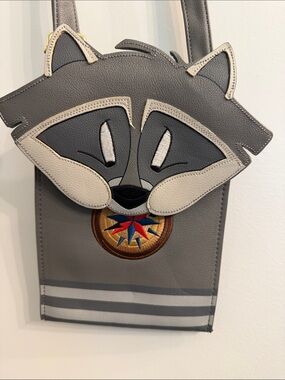 Loungefly Gray Raccoon (Meeko) Kids Crossbody Bag with Compass Patch
